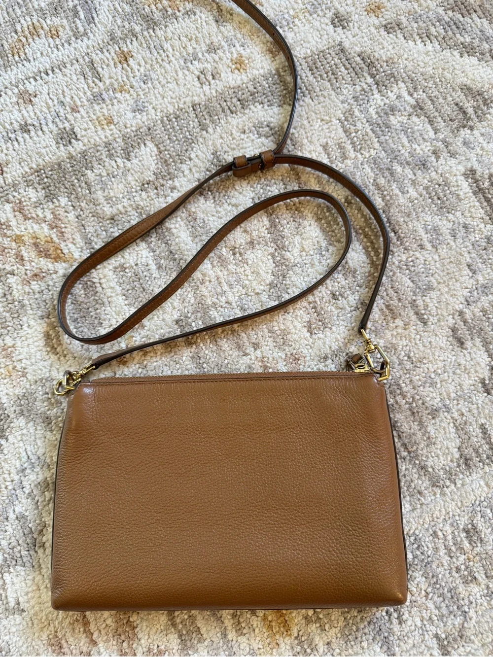 Tory Burch Blake Slim Crossbody Brown Pebbled Leather